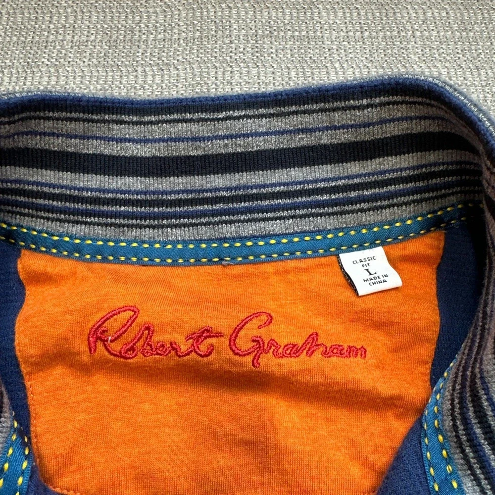 Robert Graham Sweater Jacket Mens Large Classic Fit Knit Full Zip Layering